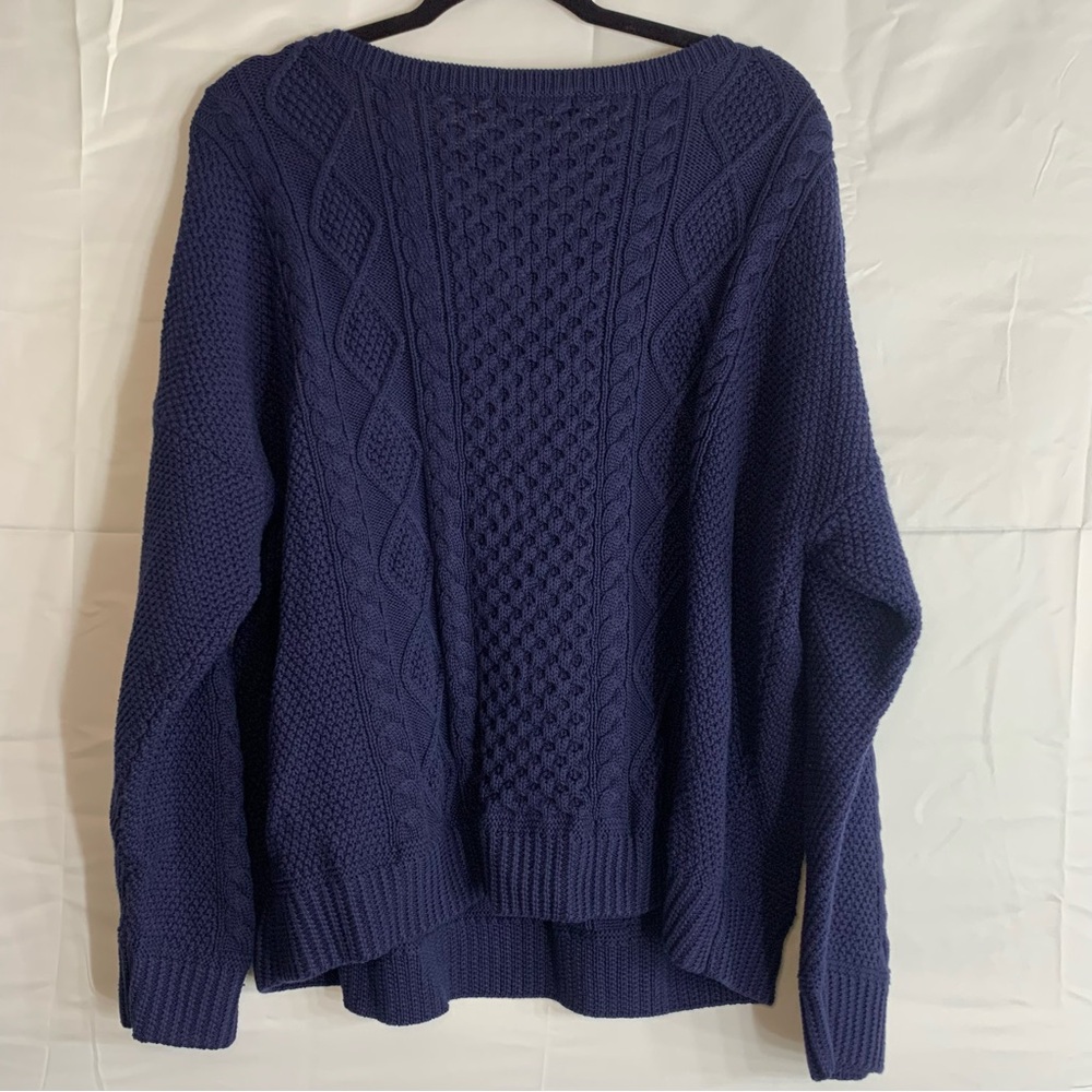 NWT Lauren Ralph Lauren Plus Size Aran-Knit Boatneck Sweater in Navy, size 3X - Picture 9 of 10